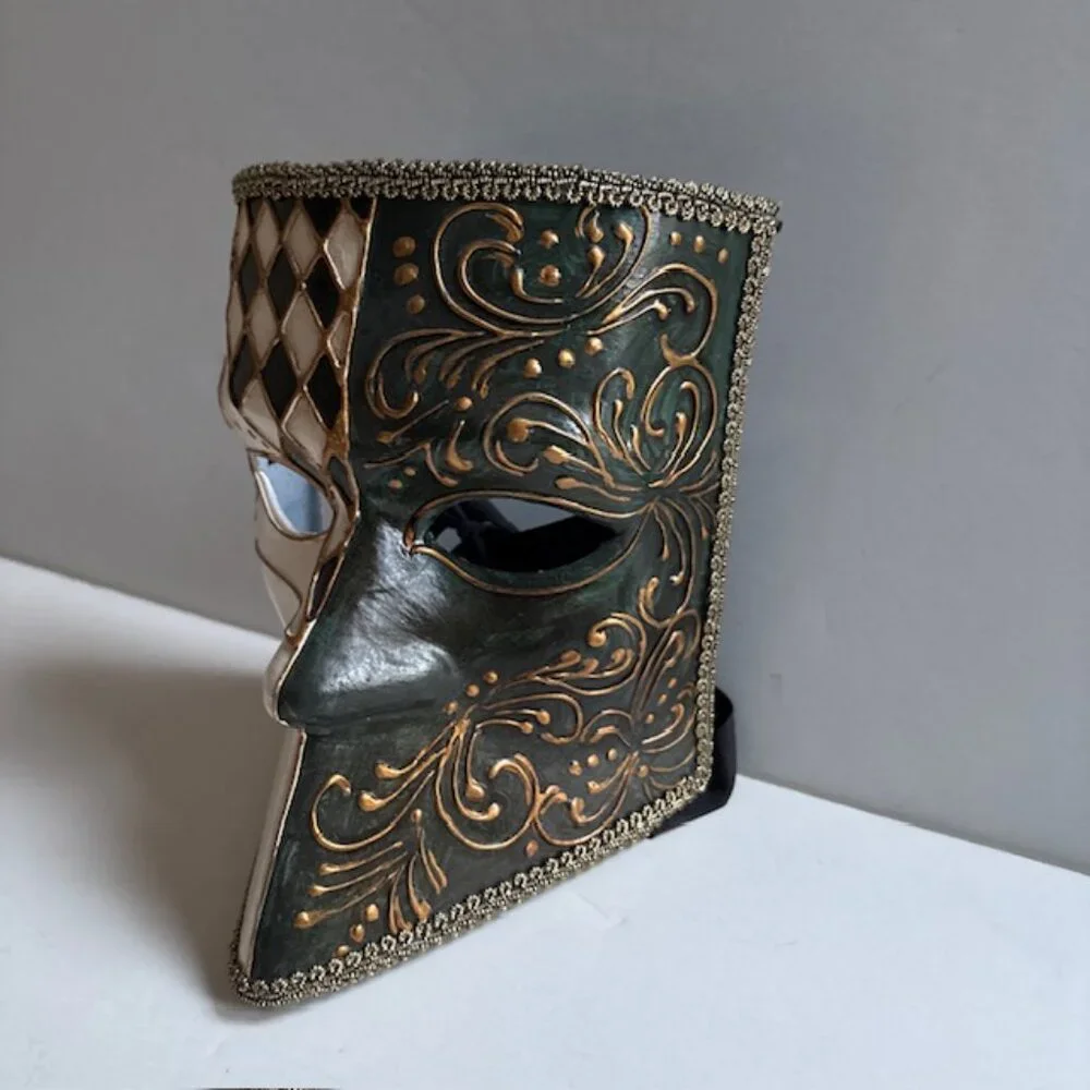 Vintage Handmade Mardi Gras Harlequin Mask